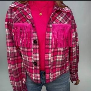 Altar’d state pink fringe flannel